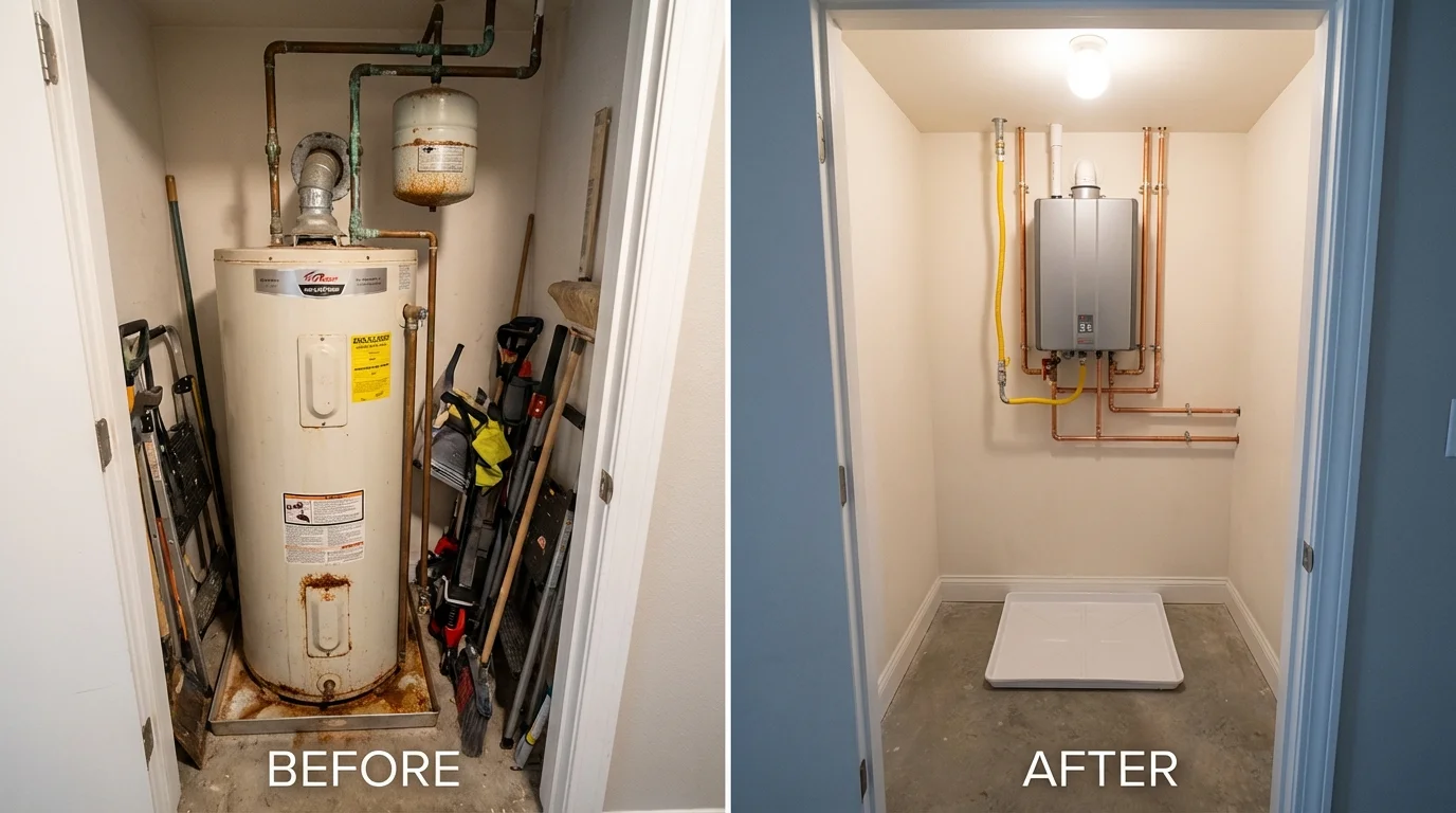 Tank water heater versus wall-mounted tankless unit comparison for Stamford, CT homeowners